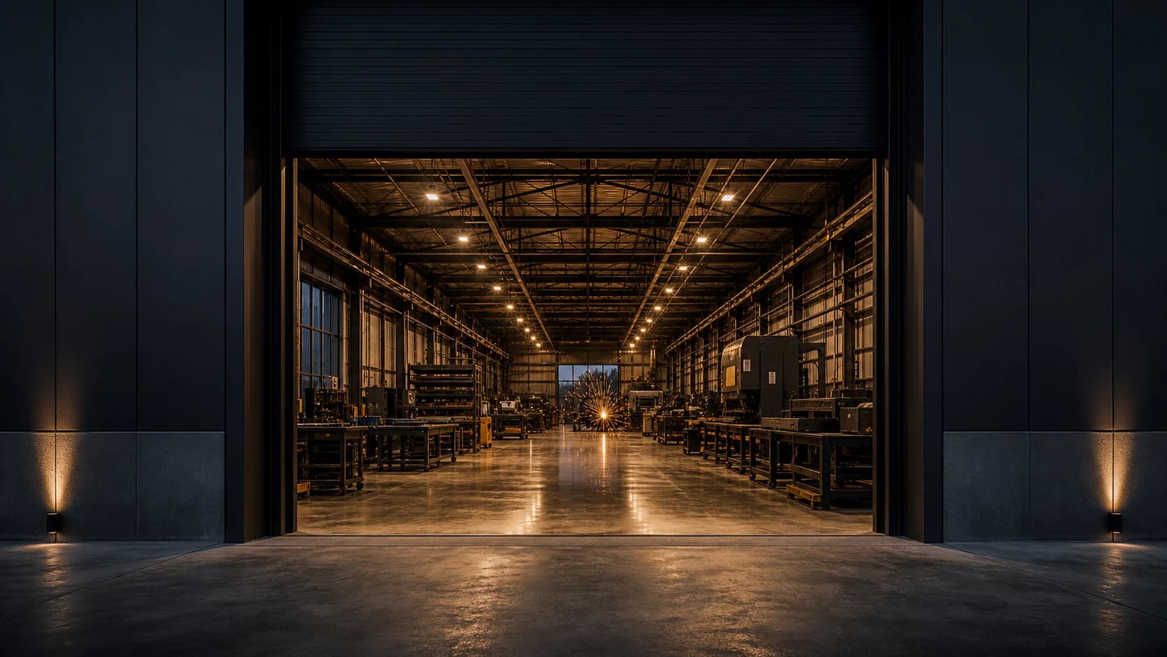 Deep view into a premium workshop and production setting.