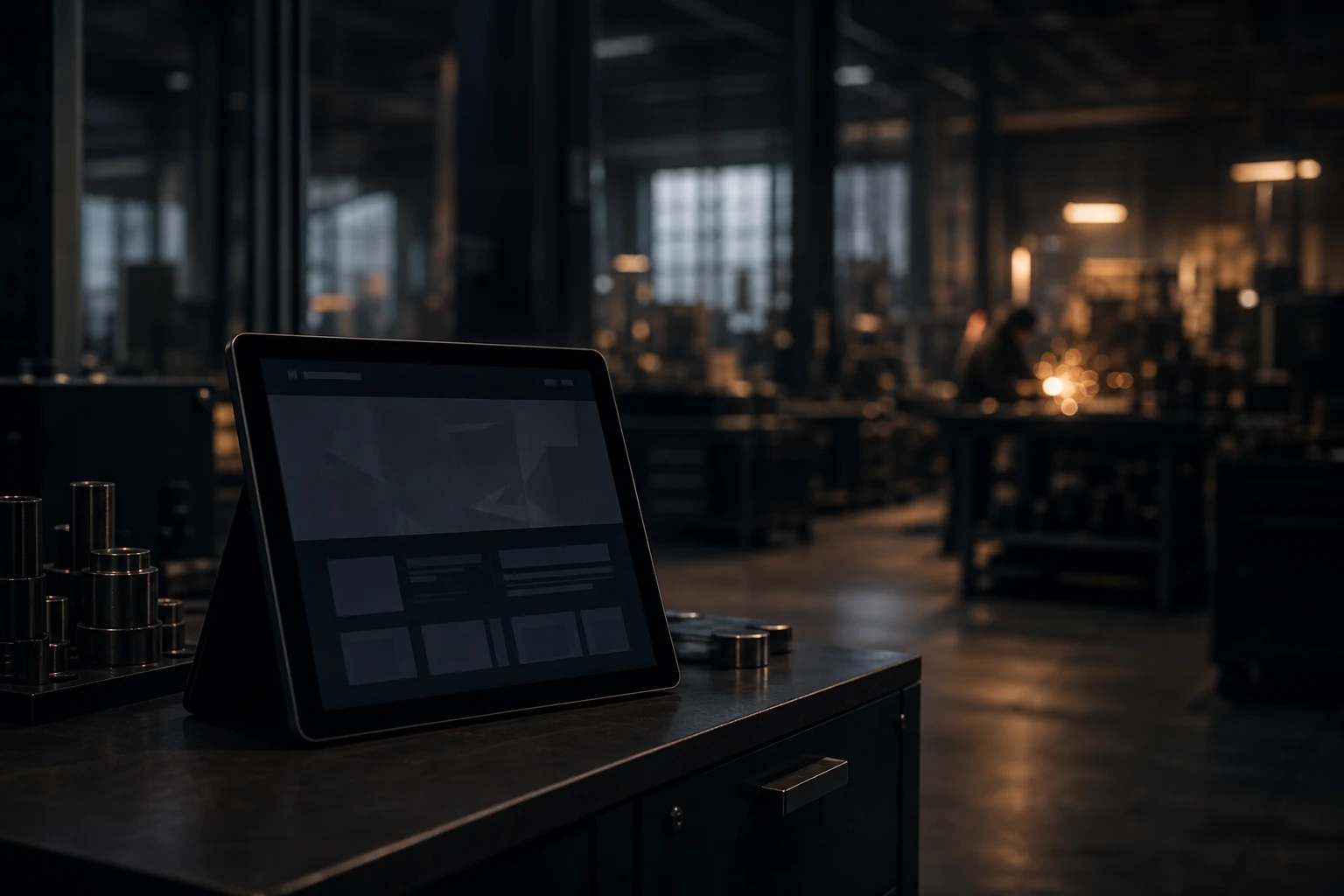 Tablet and workshop background suggesting unrealized digital visibility.
